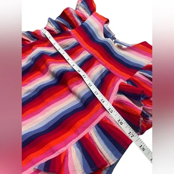 J. Crew Crew Cuts Girls' Ruffle-Trimmed Dress in Bright Stripe Red Blue- 10 - Picture 6 of 7